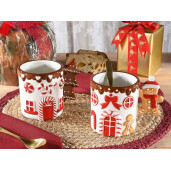 Set 4 cani Craciun ceramica multicolora Ø 9,5 cm x 10 H, 400 ml