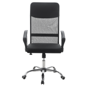 Scaun birou piele ecologica neagra crom 59,5x57,5x107-117 cm