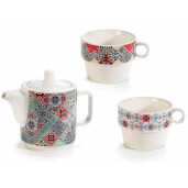 Set 2 ceainice, 4 cesti portelan multicolor 14x8x20 cm, 320 ml, 190 ml