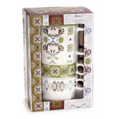 Set 2 ceainice, 4 cesti portelan multicolor 14x8x20 cm, 320 ml, 190 ml