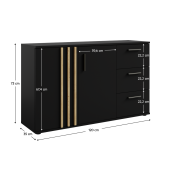 Comoda, DTD negru stejar artisan Tolis 120x35x73 cm