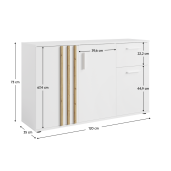 Comoda DTD mdf laminat alb stejar artisan Tolis 120x35x73 cm