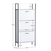 Pantofar pal alb otel negru Tredis 63x24x141 cm