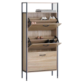 Pantofar pal stejar otel negru Tredis 63x24x141 cm