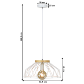 Lustra metal alb lemn natur Trex 37.5x37.5x119.5 cm