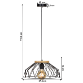 Lustra metal negru lemn natur Trex 37.5x37.5x119.5 cm