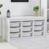 Organizator cu cutii de depozitare MDF plastic alb Trimal 99x44x55 cm