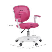 Scaun birou pivotant roz alb Trixi 59x50x81-91 cm