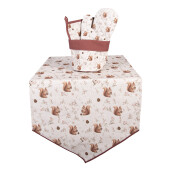 Traversa masa Veverite bumbac bej maro 50x160 cm