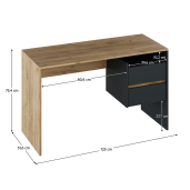 Birou DTD stejar artizan grafit Tulio 125x51.6x75.4 cm