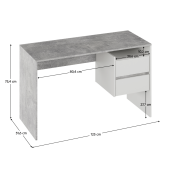 Birou DTD beton alb Tulio 125x51.6x75.4 cm 