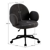 Scaun birou gri negru Turio 64,5x65x83-92 cm
