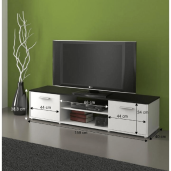 Comoda TV, din mdf alb negru, Zuno, 159x40x39 cm
