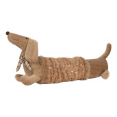 Figurina Catelus textil maro auriu 58x20x21 cm