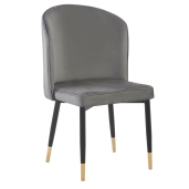 Scaun dining catifea gri metal negru Udaja 49x47x87 cm