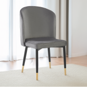 Scaun dining catifea gri metal negru Udaja 49x47x87 cm