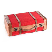 Valiza decorativa lemn velur 38x13x24 cm