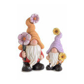Set 2 figurine ceramica multicolora Gnomi 8.5x7.5x17.5 cm, 6.5x5x13 cm
