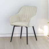 Fotoliu de design textil crem boucle metal negru Vajro 57,5x61,5x85 cm