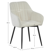 Fotoliu de design textil crem boucle metal negru Vajro 57,5x61,5x85 cm