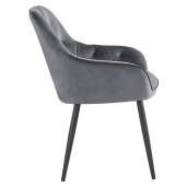 Fotoliu de design catifea gri metal negru Verio 58.5x62x81 cm