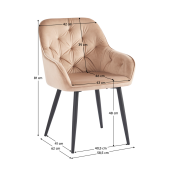 Fotoliu textil maro metal negru Verio 58.5x62x81 cm