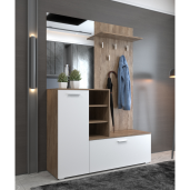 Set mobilier hol PAL stejar ansberg alb Vetlanda 140x40x200 cm
