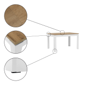 Masa extensibila DTD alb stejar wotan Vilgo 184x86x77.8 cm