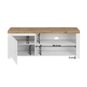 Comoda TV DTD alb lucios stejar wotan Vilgo 156x41.5x61 cm