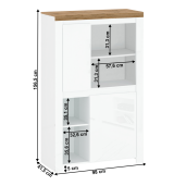 Comoda alb lucios stejar wotan Vilgo 98x41.5x156.5 cm