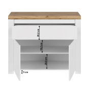 Comoda alb lucios stejar wotan Vilgo 106x41.5x84.5 cm 
