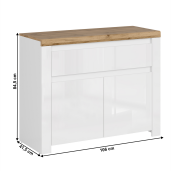 Comoda alb lucios stejar wotan Vilgo 106x41.5x84.5 cm 