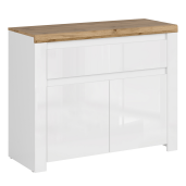 Comoda alb lucios stejar wotan Vilgo 106x41.5x84.5 cm 