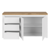 Comoda alb lucios stejar wotan Vilgo 156x41.5x84.5 cm