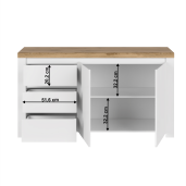 Comoda alb lucios stejar wotan Vilgo 156x41.5x84.5 cm