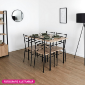 Set masa, 4 scaune mdf stejar sonoma, metal negru Mako 110x60x74 cm, 40x40x86 cm