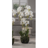 Orhidee artificiala alba verde in ghiveci 28 x 110 cm