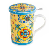 Cana portelan cu infuzor ceai in cutie cadou Majolica III Ø 8 x 10,5 H, 350 ml