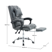 Scaun birou cu suport extensibil pentru picioare, gri crom Waldor 64x82-116x102-113 cm