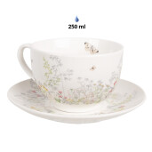 Set 4 cesti portelan multicolor Summer 12x9x6 cm, 14x2 cm, 250 ml