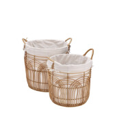 Set 2 cosuri depozitare pvc natur textil alb  34,5 x 35,5, 39,5 x 40 cm