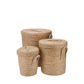 Set 3 cosuri depozitare iarba mare natur 28,5 x 32, 36 x 42, 43 x 50 cm