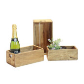 Set 3 cutii depozitare lemn maro 25 x 12 x 9 cm, 27,5 x 14,5 x 10 cm, 30 x 17 x 12 cm