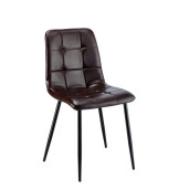 Set 4 scaune fier negru piele ecologica maro Jade 44 x 53 x 86,5 cm