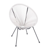 Scaun fier negru textil alb 68 x 61,5 x 81,5 cm
