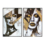Set 2 tablouri decorative olegrafie lacuita multicolora Women 2 x 60 x 90 cm
