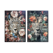 Set 2 tablouri decorative olegrafie lacuita multicolora Leu 2 x 60 x 90 cm