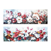 Set 2 tablouri decorative olegrafie lacuita multicolora Flowers 2 x 120 x 40 cm