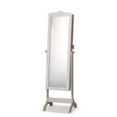 Oglinda pardoseala cu suport bijuterii mdf alb 48 x 50 x 154 cm