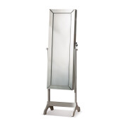 Oglinda pardoseala cu suport bijuterii mdf alb  50 x 50 x 162 cm